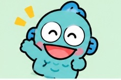 Hangyodon laughing cheerfully with an open smile