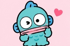 Hangyodon winking playfully with a pink heart