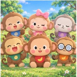 Osaru no Monkichi gathered together with his six monkey friends Monta, Momo-chan, U-kun, Daikichi, Monsuke, and Chieo