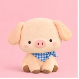 Zashikibuta solo portrait on pastel pink background